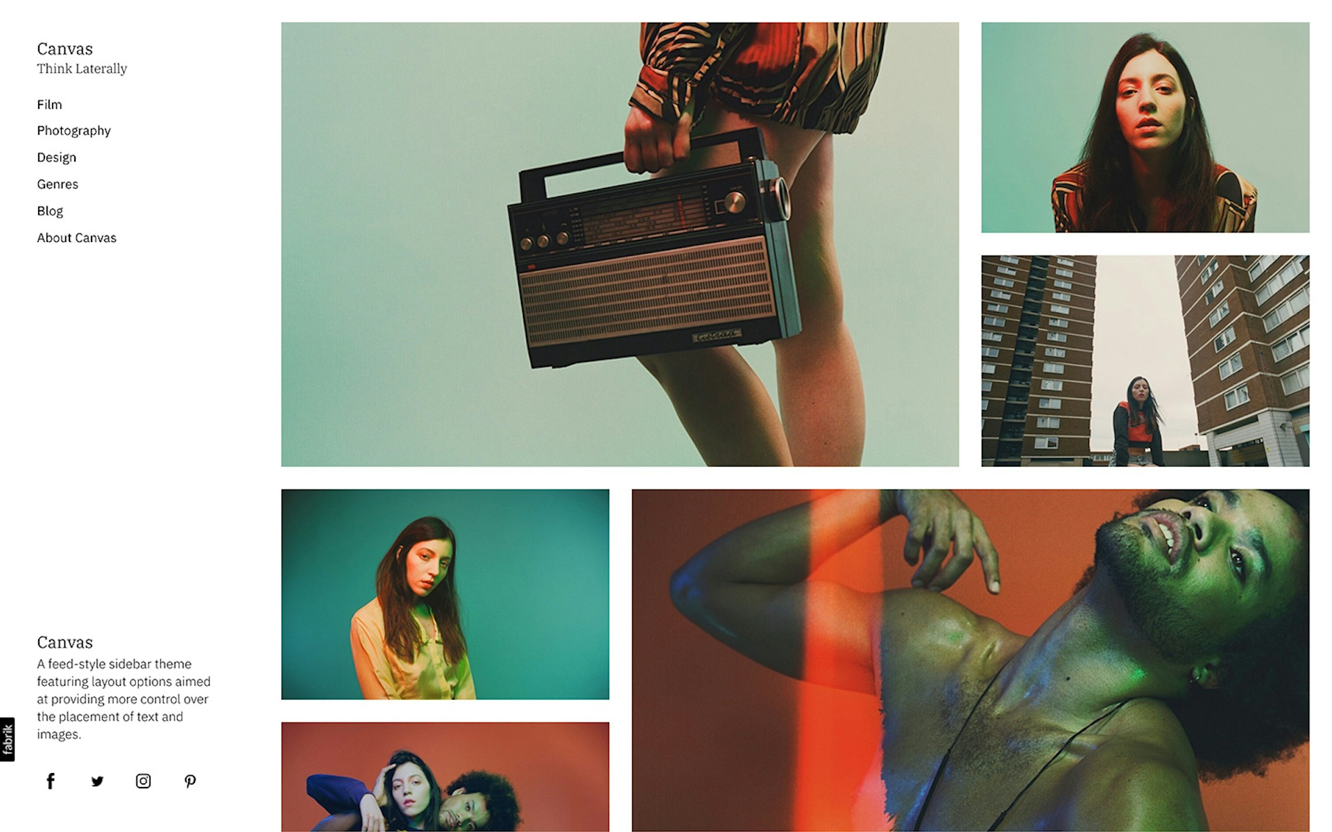 Canvas theme for Fabrik portfolio website