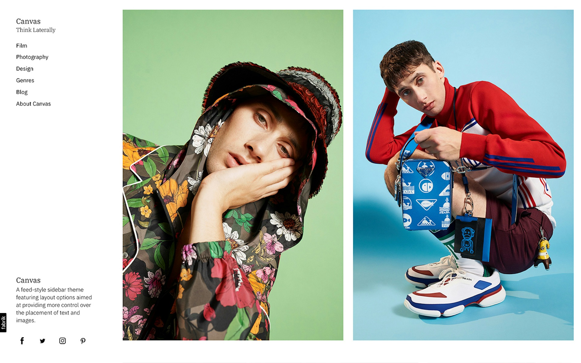 Canvas theme for Fabrik portfolio website