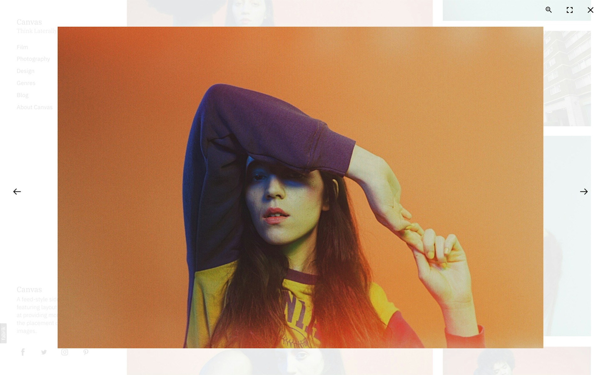 Canvas theme for Fabrik portfolio website