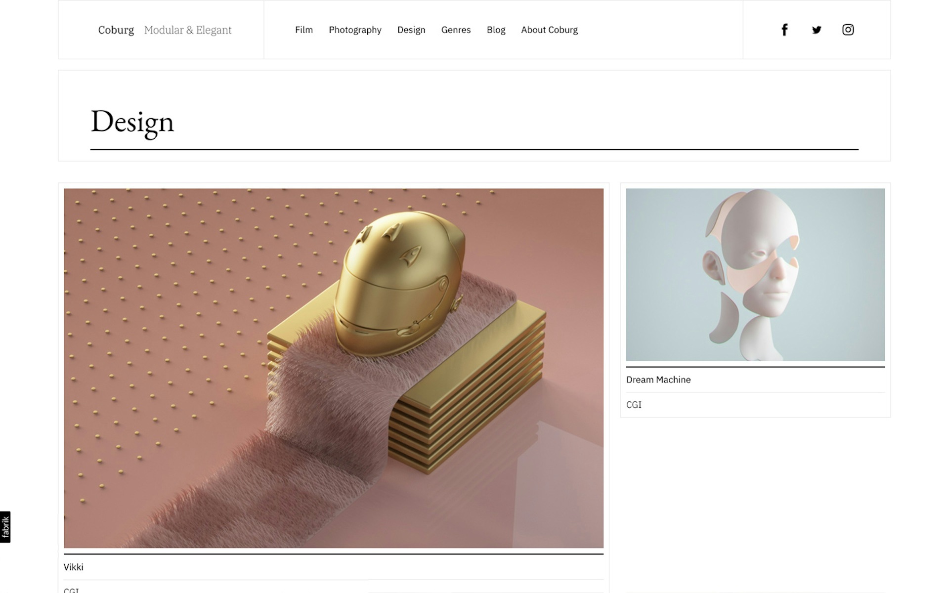 Coburg theme for Fabrik portfolio website