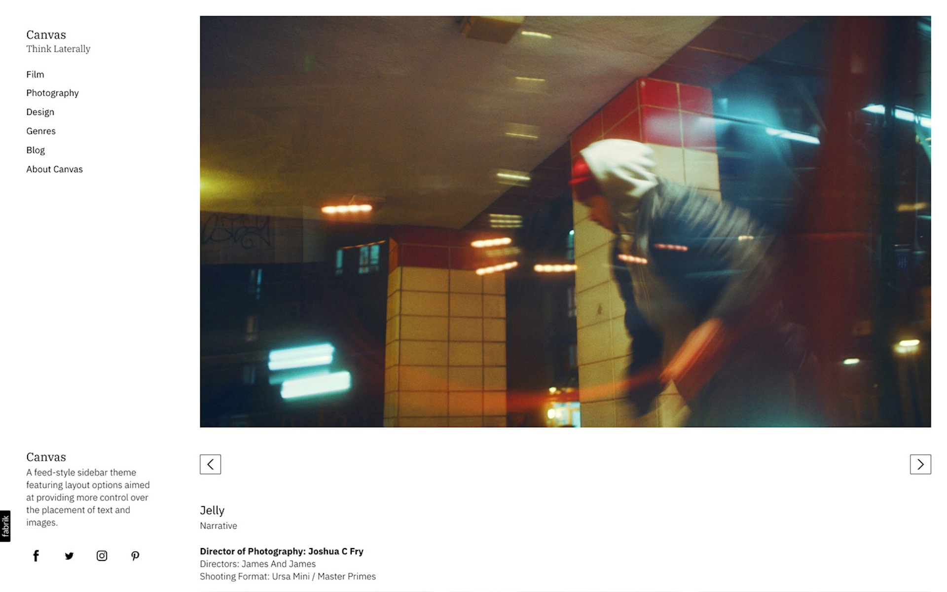 Canvas theme for Fabrik portfolio website