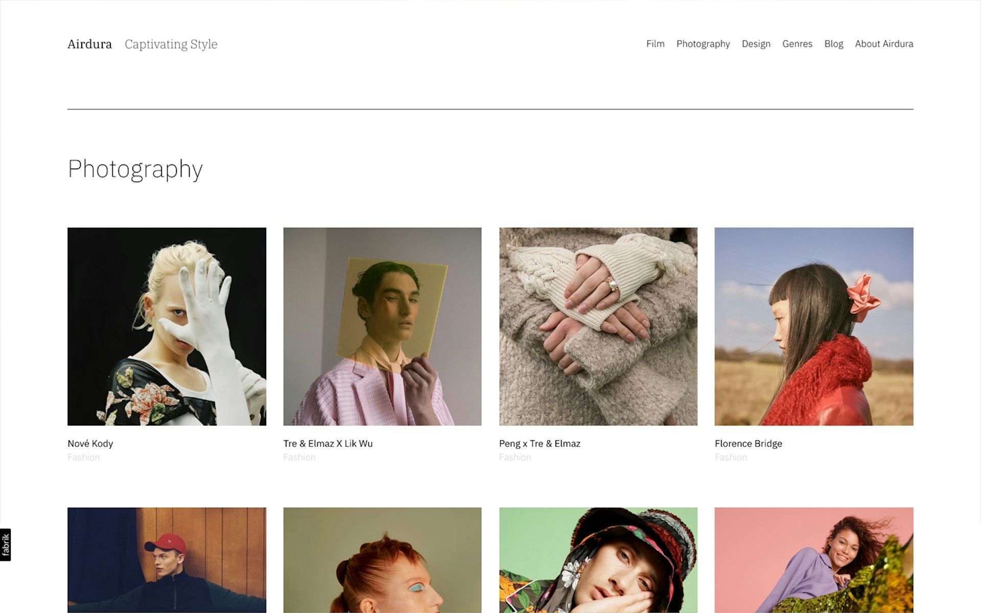 Airdura theme for Fabrik portfolio website