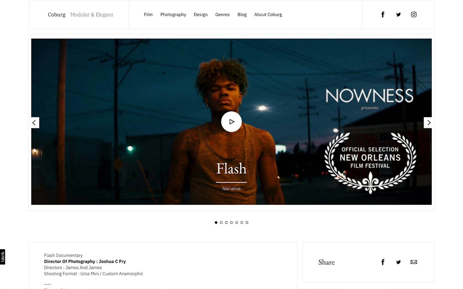 Coburg theme for Fabrik portfolio website