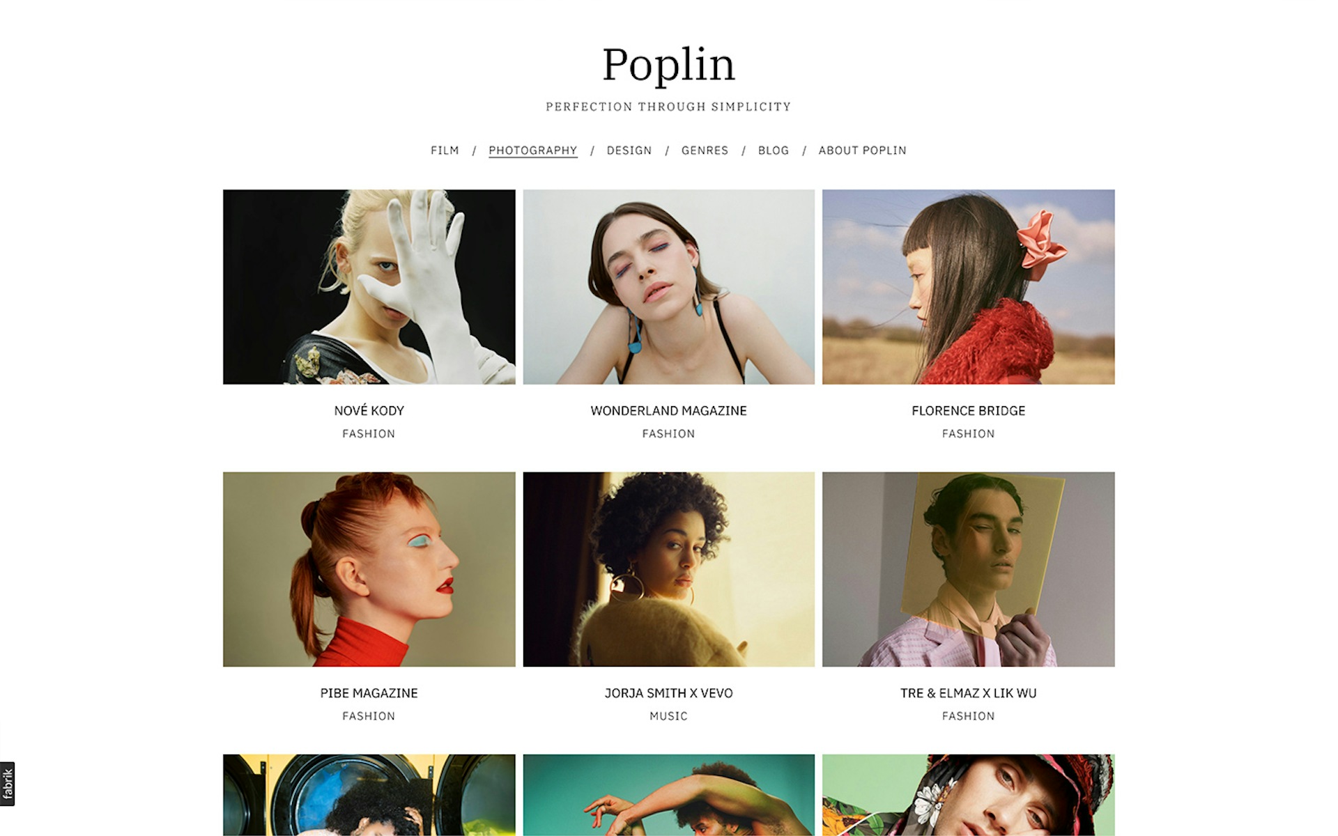 Poplin theme for Fabrik portfolio website